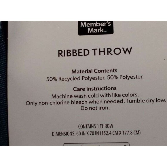 Member's Mark Ribbed Throw Blanket 60"x70" Navy Blue – Super Soft & Cozy - Picture 5 of 11